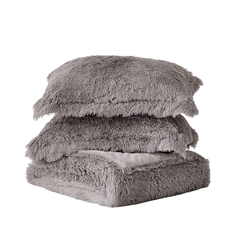 Intelligent Design Leena Shaggy Long Fur Comforter Mini Set