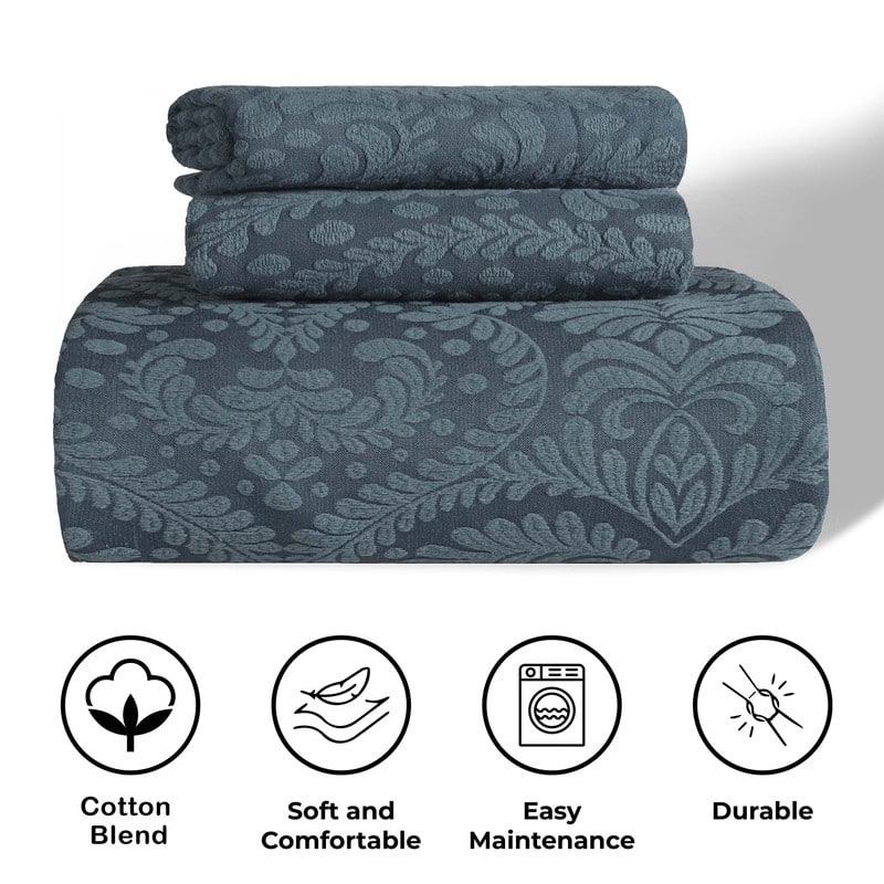 Superior Aspen Jacquard Floral Cotton Blend Bedspread Quilt Coverlet Set