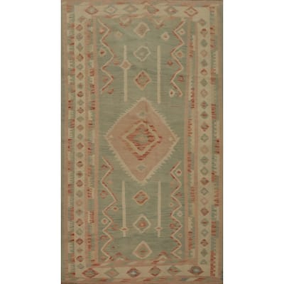 Hand Woven Oriental 100% Wool Carpet Southwestern Tribal Multi-Colored Kilim Area Rug - 8' 0'' X 4' 10''