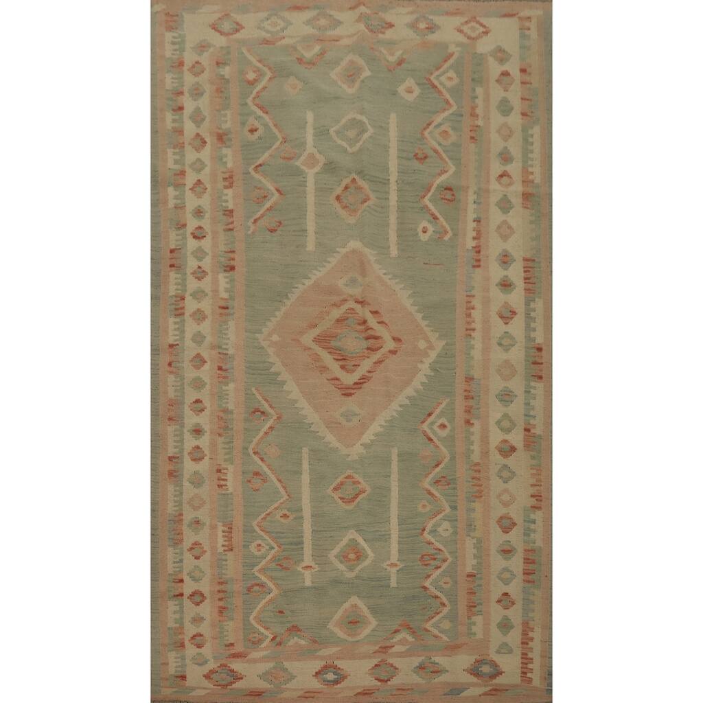 Hand Woven Oriental 100% Wool Carpet Southwestern Tribal Multi-Colored Kilim Area Rug - 8' 0'' X 4' 10''