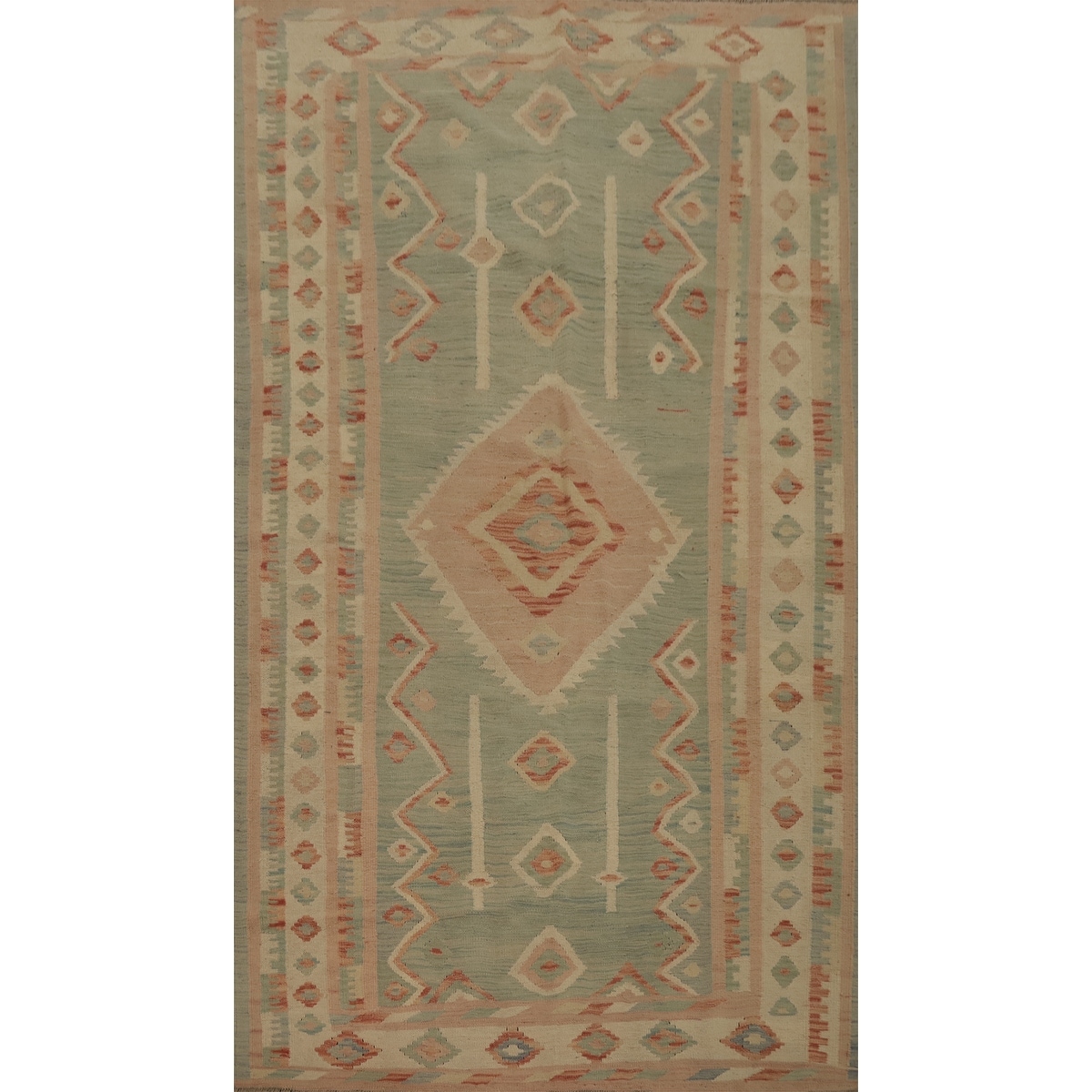 Hand Woven Oriental 100% Wool Carpet Southwestern Tribal Multi-Colored Kilim Area Rug - 8' 0'' X 4' 10''