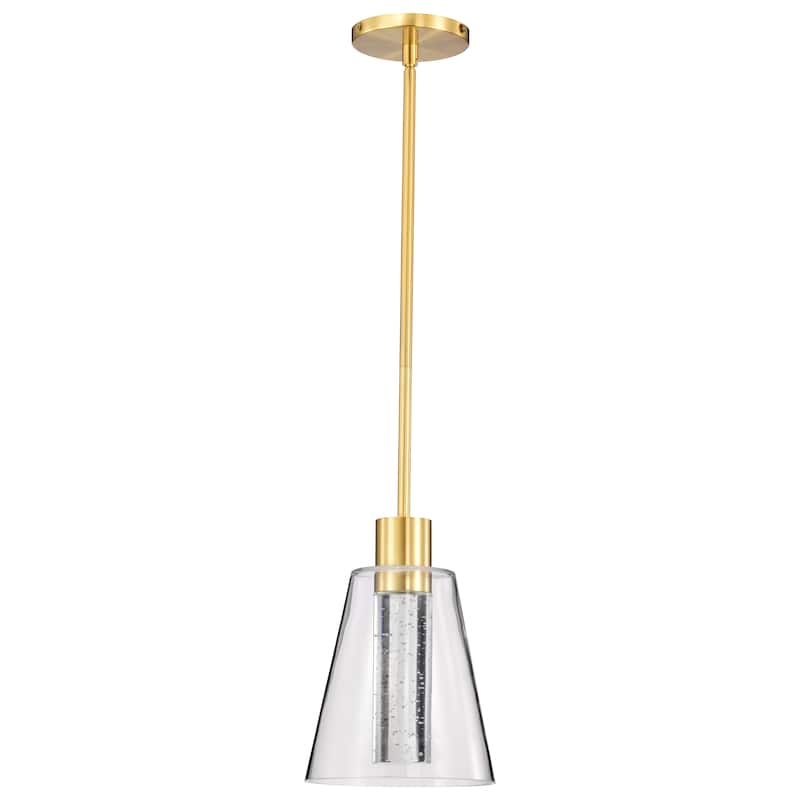 Aura 7 Inch LED Pendant Brushed Brass K9 Bubble Crystal 3000K CCT - Brushed Brass