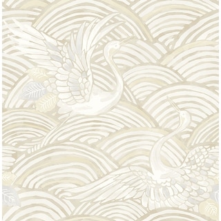 A-Street Prints Egret Neutral Tidal Dance Wallpaper