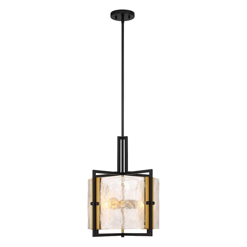Hayward 3-Light Pendant in Matte Black with Warm Brass Accents