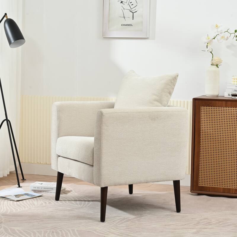 Modern Fabric Accent Chair with Wood Legs