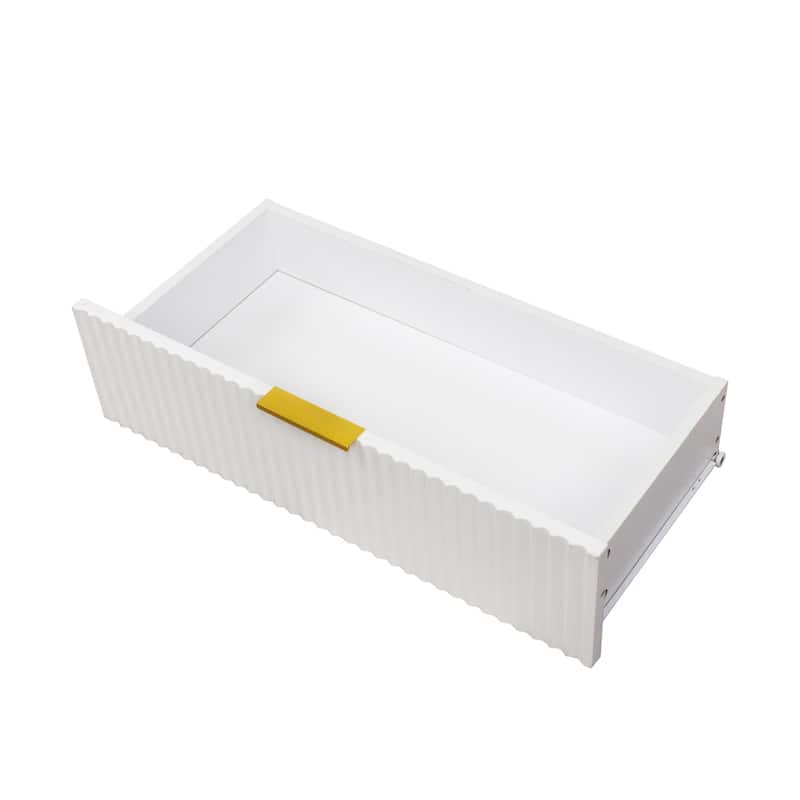 Modern Warm White TV Stand with 2 Storage Cabinets and 2 Soft Close Drawers for Apartments and Living Rooms​