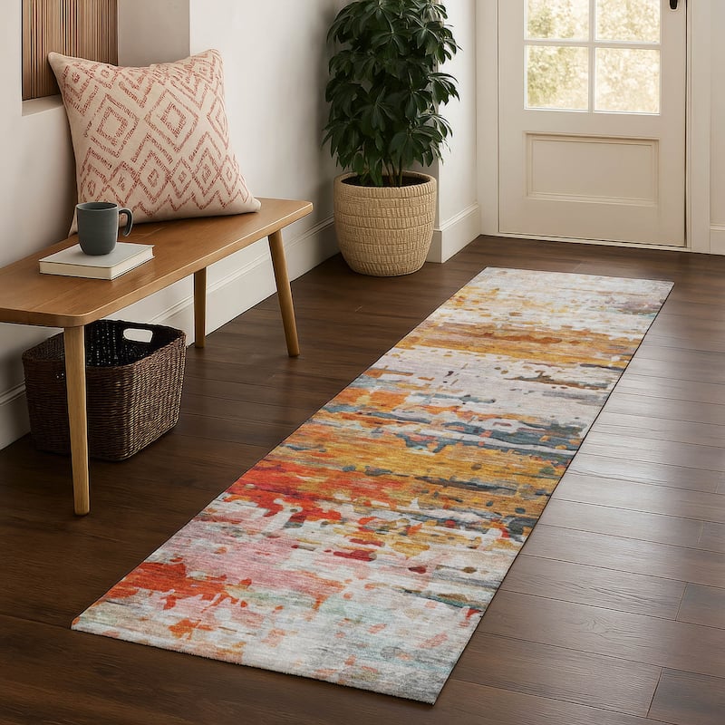 Premium Washable Super Soft Abstract Ombre Mayfield Rug - Terracotta - 2'3" x 7'6"