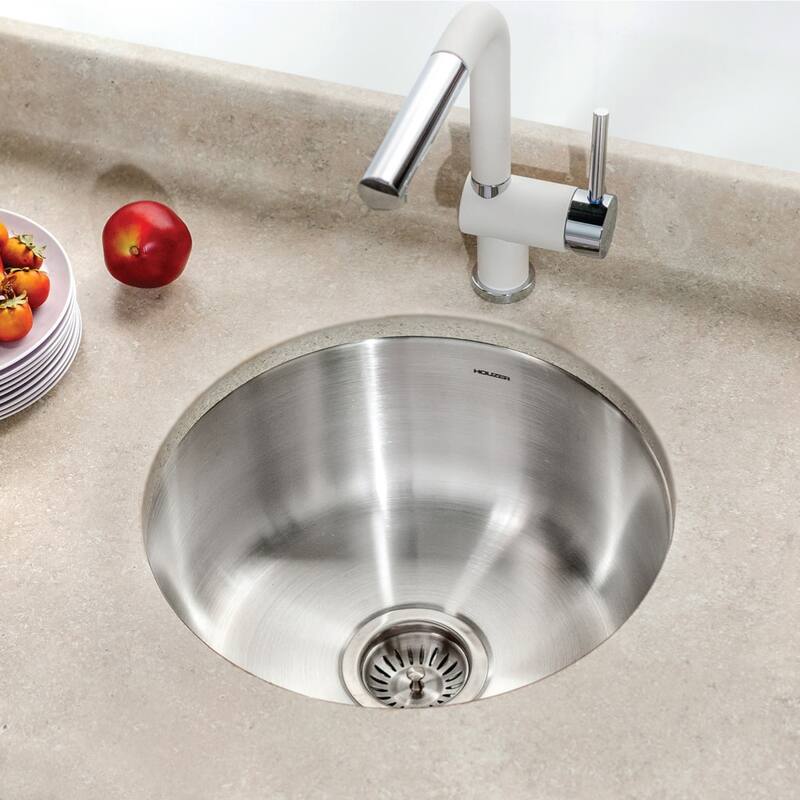 Houzer 17-1/2" Single Basin Undermount Stainless Steel Bar Sink with - Stainless Steel