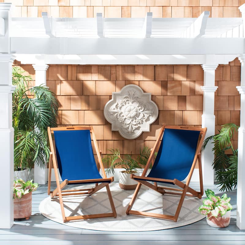 SAFAVIEH Outdoor Natalya Foldable Sling Chair (Set of 2) - 24W x 34D x 41H