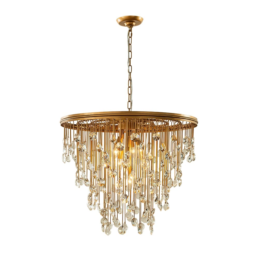 5/7 -Light Contemporary and Glam Antique Gold Rain Drop Crystal Chandelier