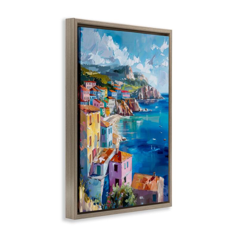 Stupell View Over Coastal Town Framed Floater Canvas Wall Art Design By LSR Design Studio