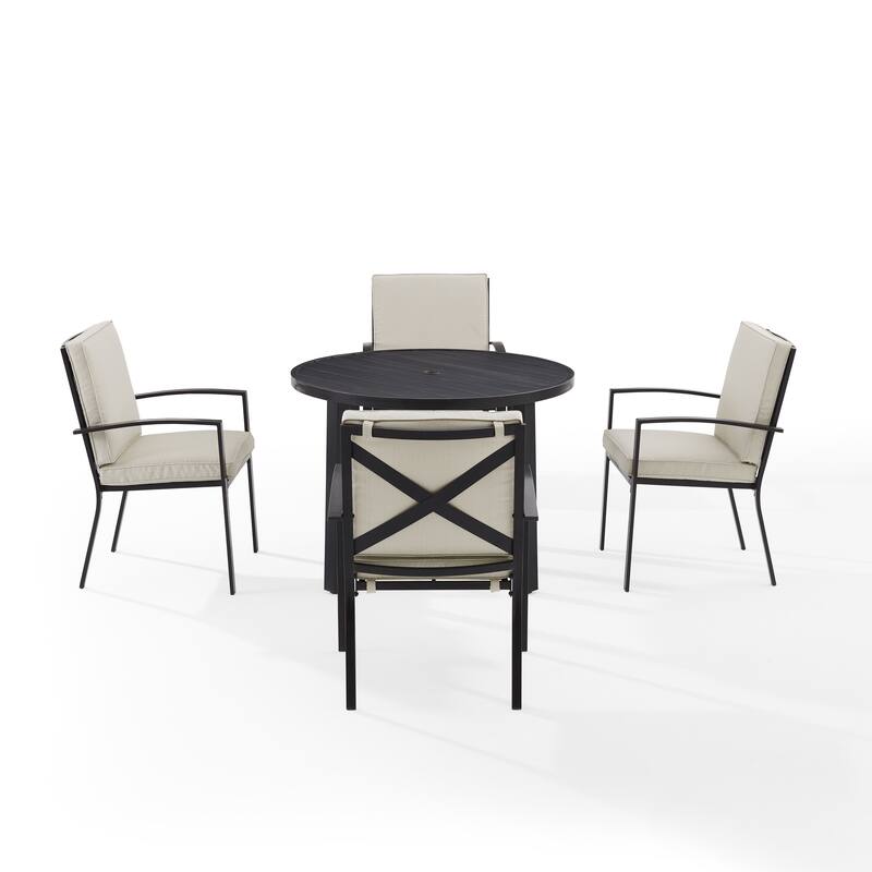 Crosley Kaplan 5Pc Outdoor Metal Round Dining Set- Table & 4 Chairs