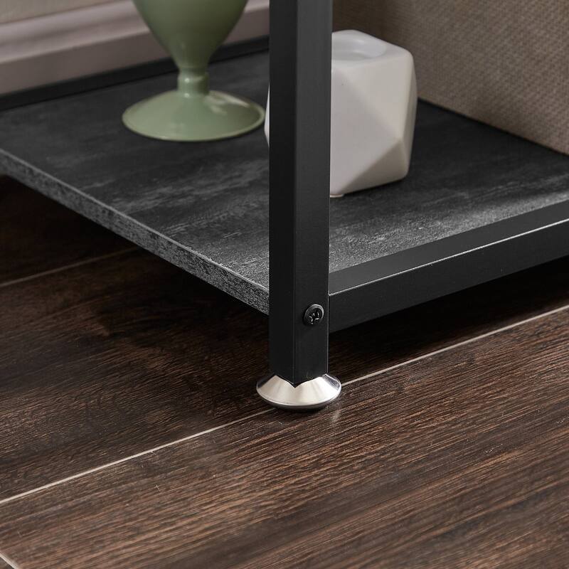 VECELO 3-Tier Open Shelf End Table Narrow Space-Saving Design End Table with USB Charging Station Side Table for Living Room
