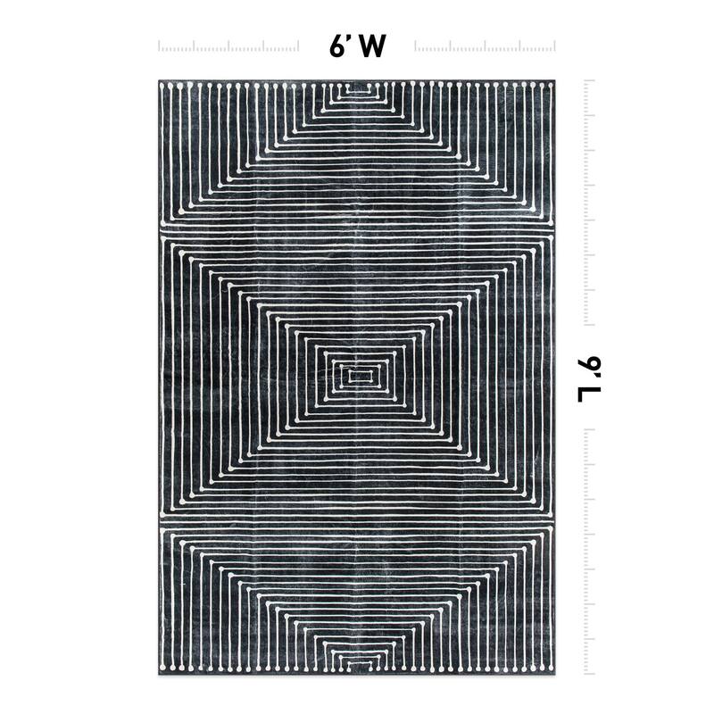 World Rug Gallery Bohemian Stripes Washable Non Slip Area Rug