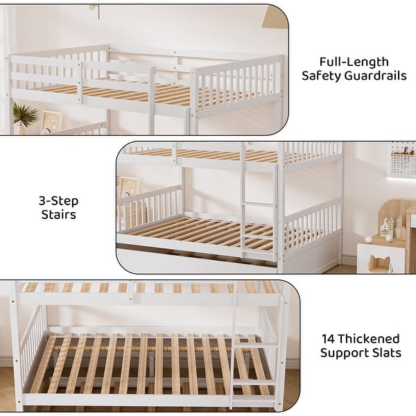 dimension image slide 2 of 3, Ouyessir Full Over Full Bunk Bed with Trundle