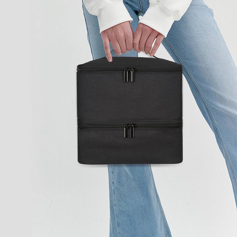 Double-Layer Nail Polish Organizer Bag, Holds 27 Bottles, Nail Tools & Dryer Storage Case with Adjustable Dividers