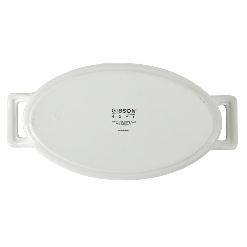 Gibson Home Gracious Dining Oval Au Gratin Baking Dishes, 4-Piece Set - 9oz or 15oz Oven Safe Ceramic with Handles - white
