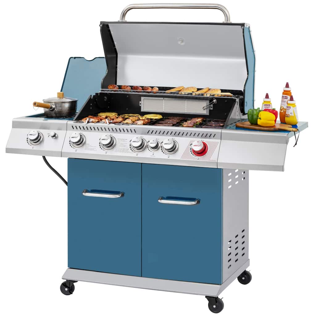 Royal Gourmet GA5403B 5-Burner BBQ Cabinet Style Gas Grill, Blue