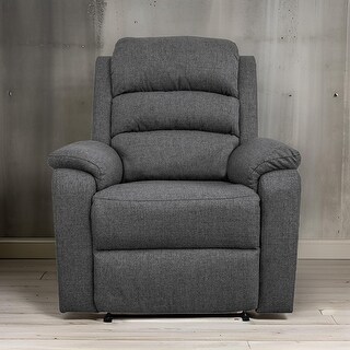 Fery 36 Inch Manual Recliner Chair, Gray Burlap, Cushioned Seat, Solid ...
