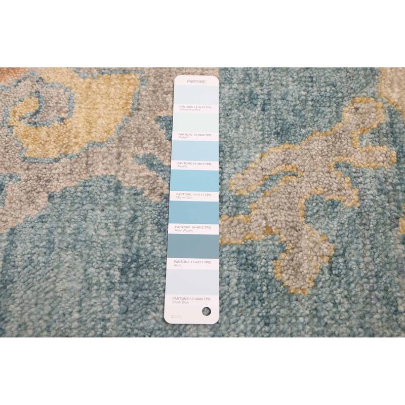 ECARPETGALLERY Hand-knotted Modern Oushak Sky Blue Wool Rug - 9'1 x 12'3