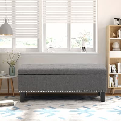 Storage Ottoman Bench with Wood Legs