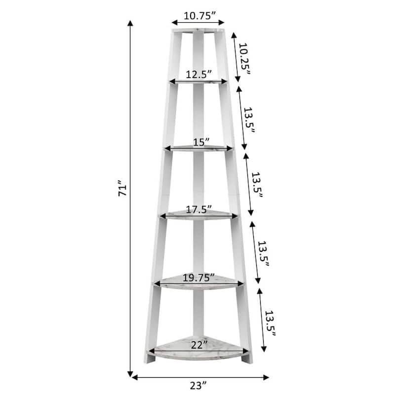 Corner Bookshelf 5 Tier Victorian Style - HomeStock Display Shelf Unit - 23