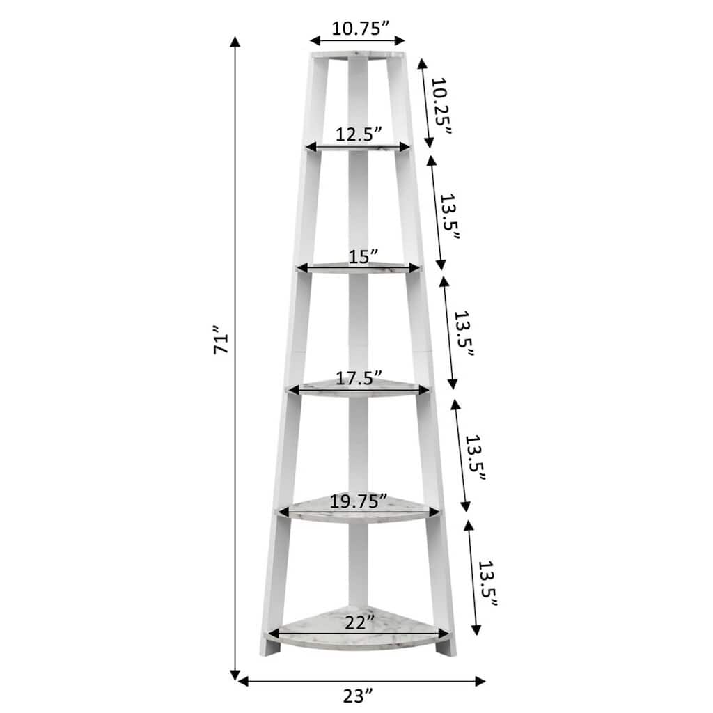 Corner Bookshelf 5 Tier Victorian Style - HomeStock Display Shelf Unit - 23