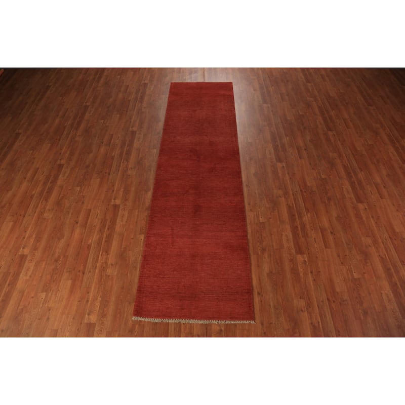 Modern Gabbeh Runner Rug Hand-Knotted Wool Carpet - 2'8" x 9'9"