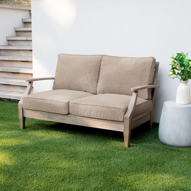 Sorra Home Sunbrella Outdoor Loveseat Cushion Set - 22.5 in W x 22.5 in D x 5 in H - Revive Sand