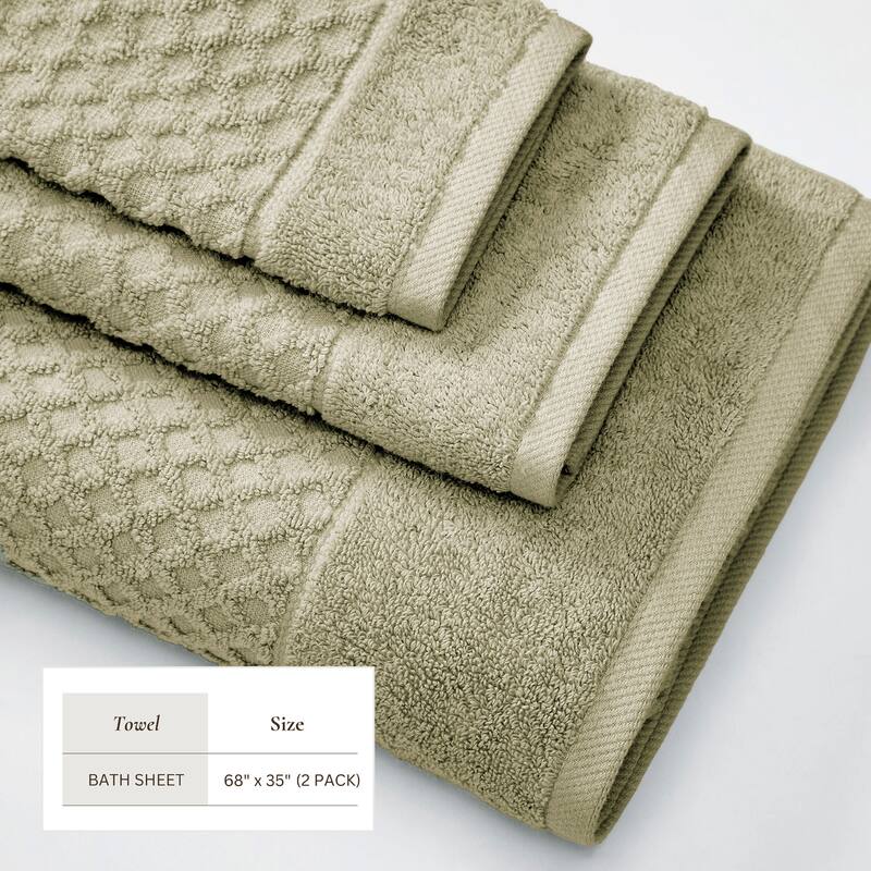 Linery & Co. Cotton Diamond Waffle Texture Bath Towels