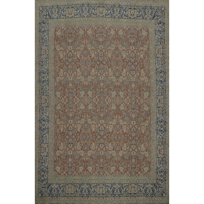 Hand Knotted Oriental 100% Wool Carpet Traditional All-Over Oranges & Rust Kerman Area Rug - 12' 7'' X 9' 6''