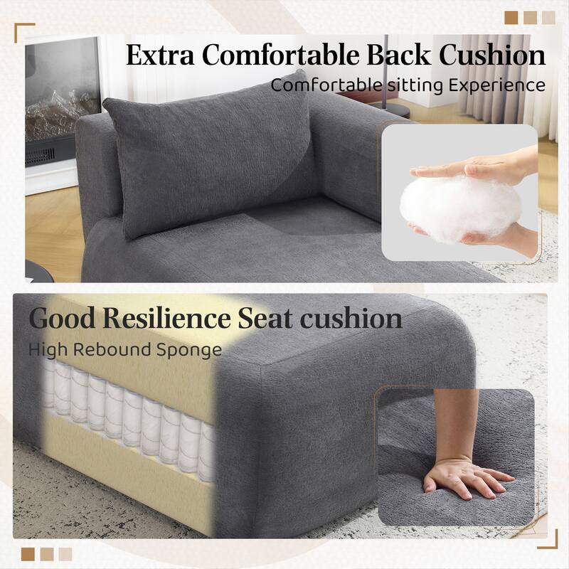 Bezseller Modern Chaise Lounge - Upholstered Sofa with Pillows for Bedroom & Living Room