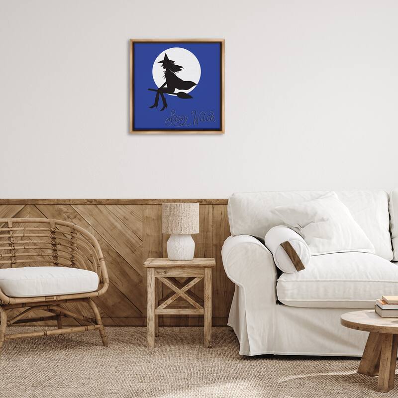Stupell Sassy Witch & Full Moon Framed Floater Canvas Wall Art Design By Sazerelli Designs