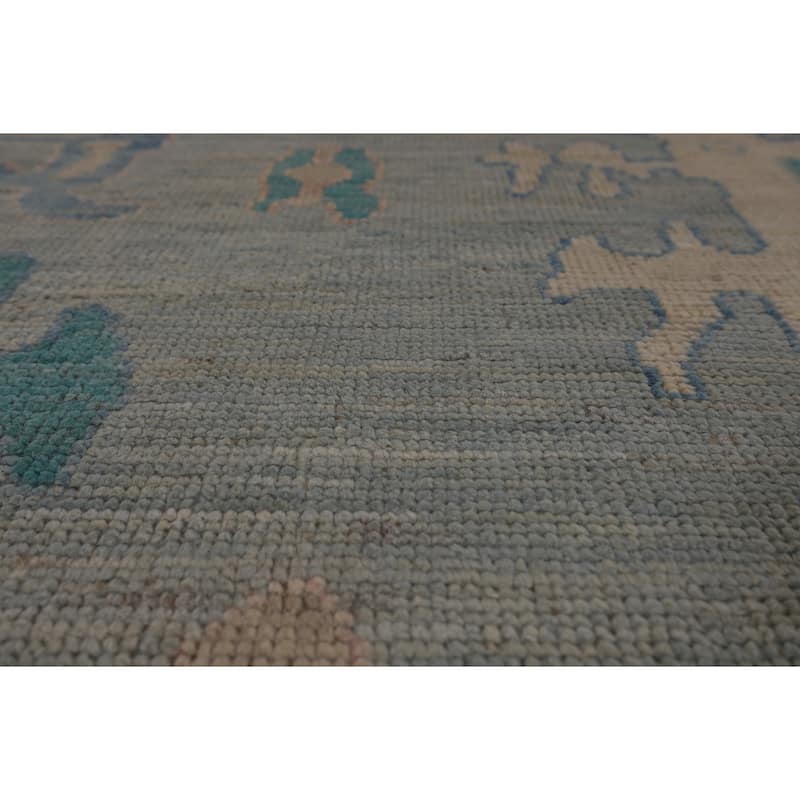 Blue Vegetable Dye Oushak Turkish Large Rug Handmade Wool Carpet - 10'4"x 14'3"