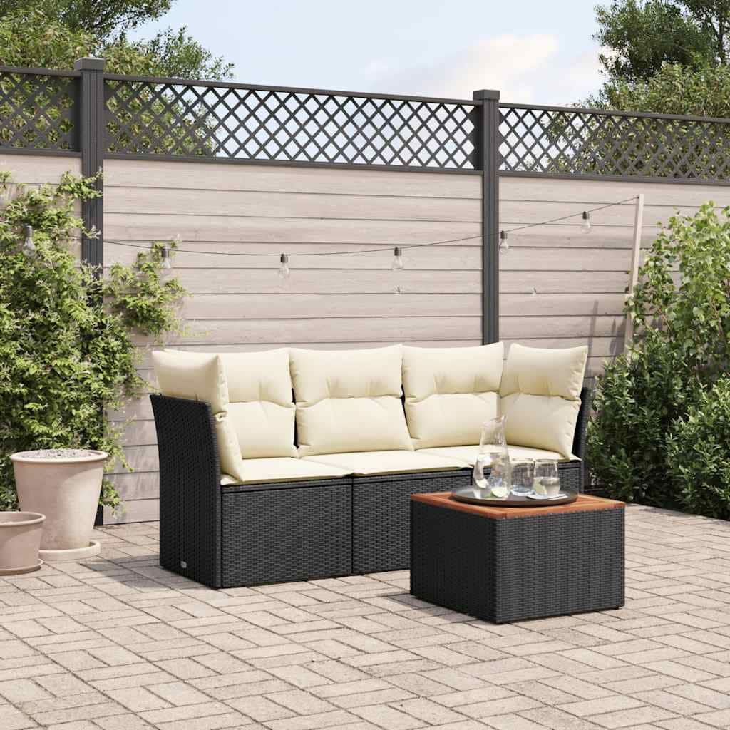 vidaXL Garden Sofa Set Black PE Rattan Standard Modular - 24.4 x 24.4 x 27.2