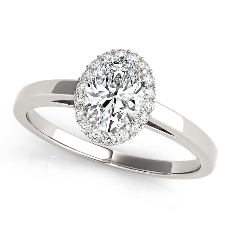 Auriya 14k White Gold Lab Grown Oval Diamond Halo Engagement Ring 0.50 to 5.00 ct. tw. (F-G VS) - 0.75 ct. center - 8