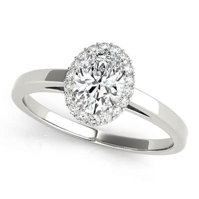 Auriya 14k White Gold Lab Grown Oval Diamond Halo Engagement Ring 0.50 to 5.00 ct. tw. (F-G VS)