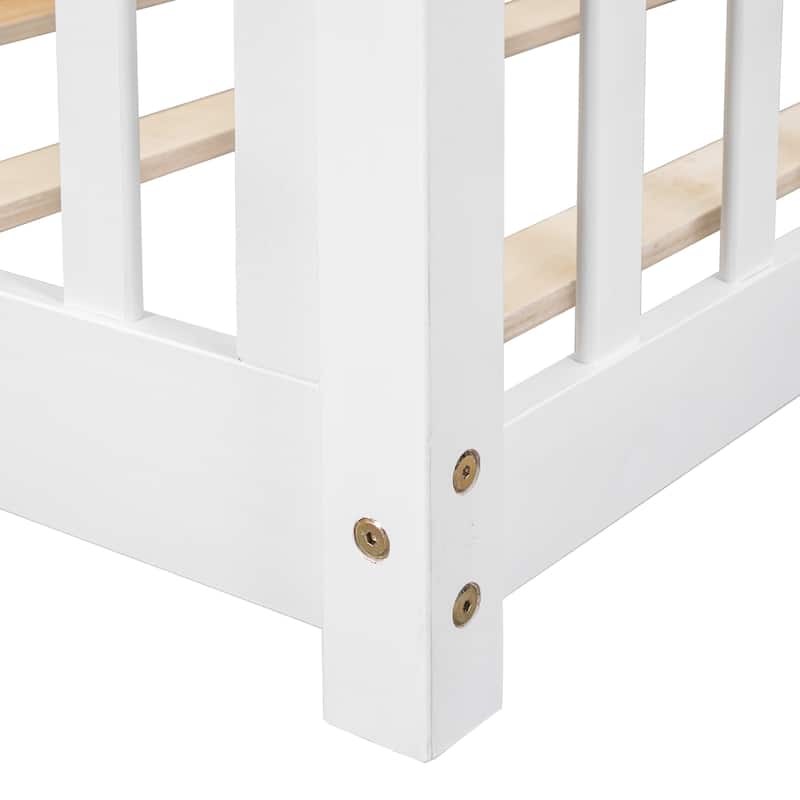 Floor Platform Bed with Fence without Door