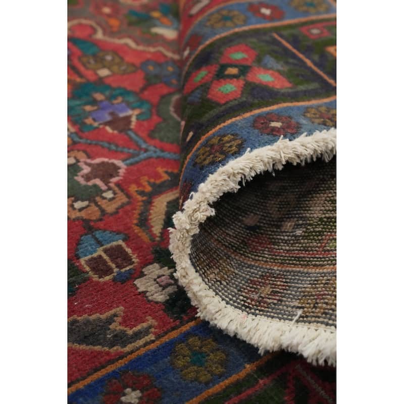 Hand Knotted Oriental 100% Wool Carpet Traditional Floral Pink Heriz Area Rug - 12' 1'' X 4' 8''