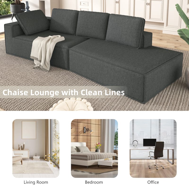 125" Stylish 4-Seater Chaise Lounge Sofa, Modern Indoor Sleeper for Cozy Living Room Relaxation