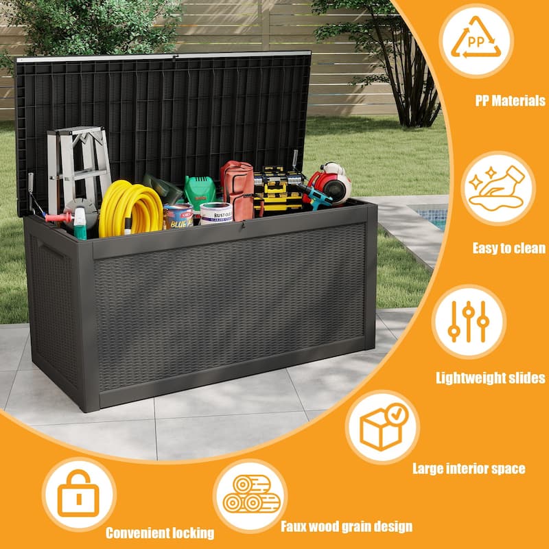 Outdoor Patio Storage Resin Lockable Deck Box
