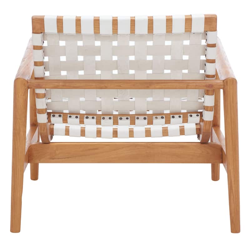 SAFAVIEH Vena Leather Woven Accent Chair - 30" W x 28" D x 28" H - 30Wx28Dx28H