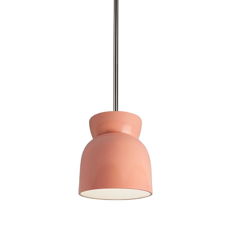 Justice Design Group Large Hourglass Pendant - Rigid Stem - Gloss Blush/Brushed Nickel