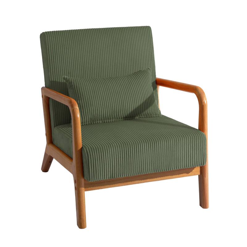 Modern Upholstered Accent Chair with Wood Legs Set of 2
