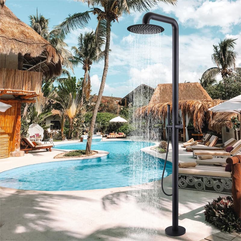 84''H Freestanding Outdoor Shower Rainfall with Handheld Shower in Stainless Steel