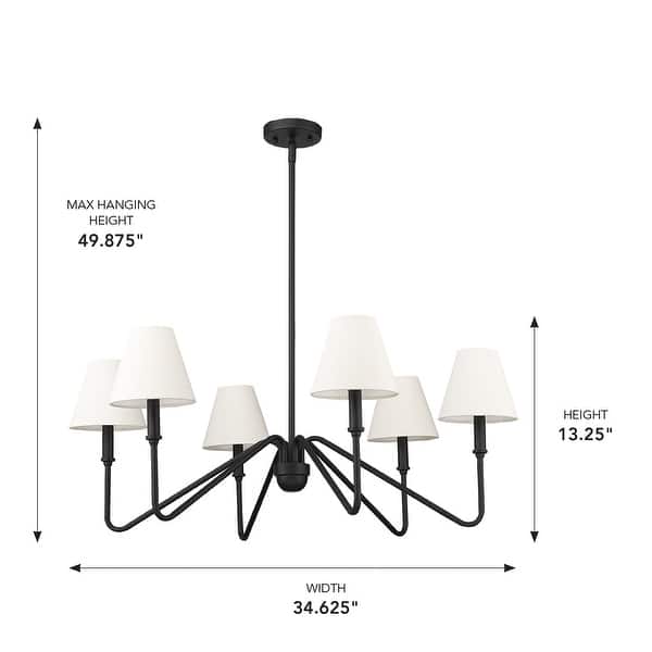 dimension image slide 3 of 6, Kennedy 29.75" Wide 6-Light Chandelier