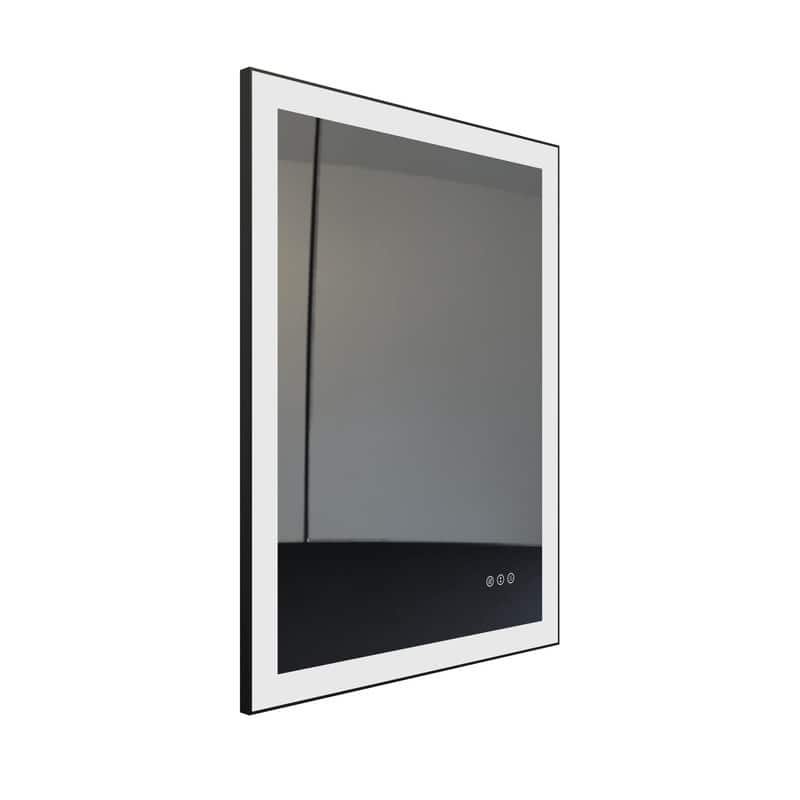 LED Black Aluminum Framed Bathroom Mirror Vanity Mirror for wall, dimmable - 20x28