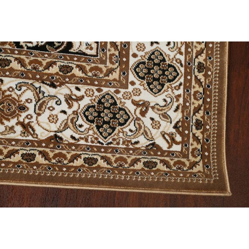 Traditional Brown Floral Oriental Tabriz Area Rug Turkish Carpet
