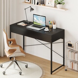 44 inch Computer Desk Home Office Study Writing Workstation W Drawers ...