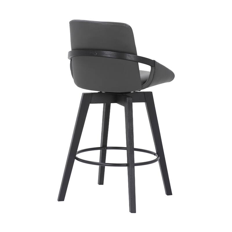 Fabric Swivel Bar Stool with Arms, Full Back and Iron Footrest Frame